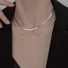 シルバー レディース 二重 チタン ネックレス チョーカー