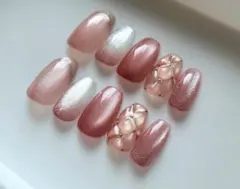 現品☆マグネットピンク　キルティング＆フレンチ＆グラデ　ネイルチップ10個セット