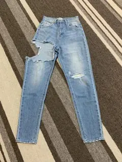 GYDA SIDE RIPPEDペグトップデニムパンツライトブルーXSのサムネイル
