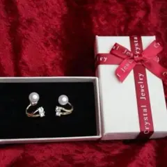 プレゼントにぴったり！フェイクパールゴールドカラーピアス（ギフトBOX付）