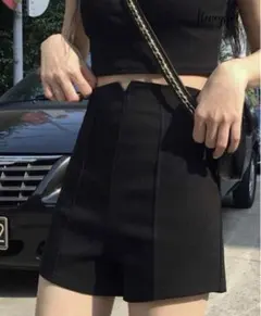 Honeyspot ソリッド ハイウェスト ジップバックショートパンツ dazy