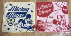 【美品】　ミッキーマウス　ミニーマウス　タオルハンカチ　2枚セット