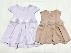 プティマイン フラワーモチーフ チュニック 90cm 120cm 姉妹 お揃い