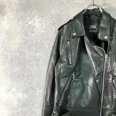 ZARA　エコレザージャケット　ライダース　長袖　ブラック　ダブル