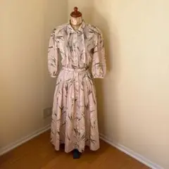 ingeborg インゲボルグ　すずらん柄ピンクロングワンピース セール】 【OUTLET】ランダムロゴpt.ワンピース （ロング・マキシ丈