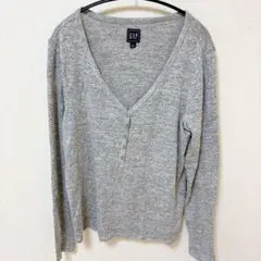 美品 GAP グレー Vネック ニット L 薄手