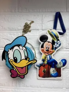 ディズニー バケーションパッケージ パスケース　ドナルドポシェット　リメイク素材