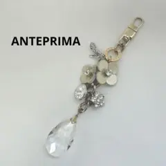 【美品】ANTEPRIMA カテナ バッグチャーム フラワー ビジュー ゴールド