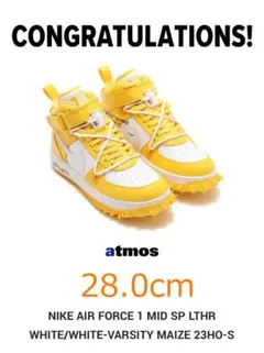 オフホワイト×ナイキ エアフォース1ミッド◆DR0500-101バーシティメイズ
