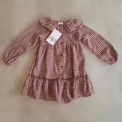 【新品・タグ付き】ZARA チェック柄フリルワンピース 2-3歳