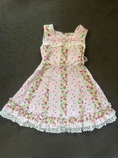 いちご柄ノースリーブワンピース（ピンク）