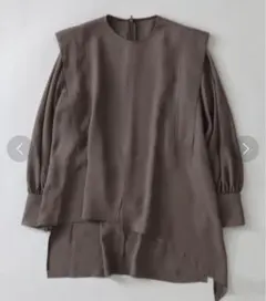 DRESSLAVE アセテート　フロントヘム　デザイン　ブラウス　ブラウンのサムネイル