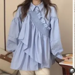水色 フリル付き 長袖シャツ SLY - メルカリ
