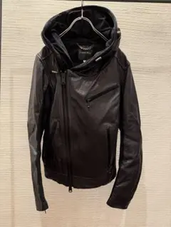 00s japanese label leather hoodie jacket