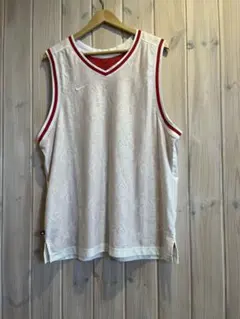 レアNIKE メッシュタンクトップ L ホワイト/レッド　花柄