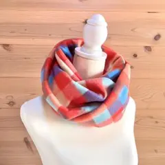 【266】　2重巻 フリース スヌード　格子柄 カラフル