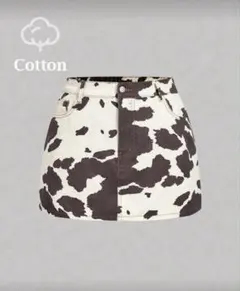 SHEIN カジュアル牛柄ポケットデニムミニスカ ート