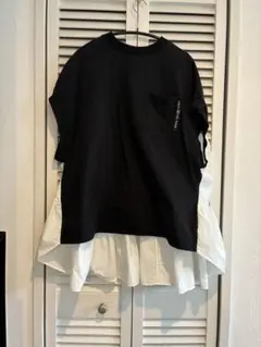 UNITED ARROWS イレギュラーティアード コンビ Tシャツ ネイビー
