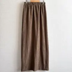 【feepur】ブラウン プリーツ マキシ丈 ロングスカート ウエストゴム