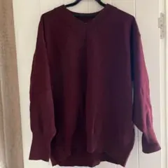BAYFLOW バーガンディ Vネックセーター 長袖 フリーサイズ レディース