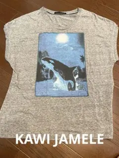 KAWI JAMELE シャチ プリント Tシャツ グレーのサムネイル
