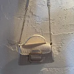 ZARA クロコ型押しホワイトショルダーバッグ