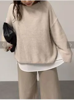 GALLARDAGALANTE コットンリネンオーバーニット　ベージュ