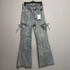 GRL リボン フレアデニム cu578