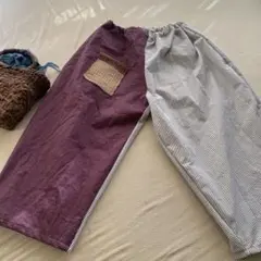 新作カラフルもんぺ手作り骨董市バルーンパンツもんぺ播州織刺し子一点物