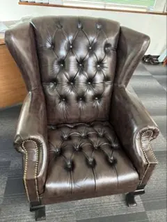 美品総革張 ダークブラウン アームチェア 1人掛けソファ 定価270,000円