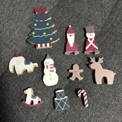 クリスマス　木製　置物　10個セット　サンタ　雪だるま　飾り