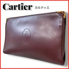 Cartier カルティエ マストライン クラッチバッグ ボルドー ロゴ 金