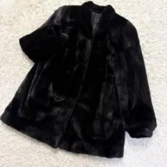 SAGA MINK サガミンク リアルファーコート 銀サガ ブラック Fサイズ