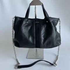 希少 DIESEL ディーゼル 2way ブラック レザー チェーン 革 シボ革