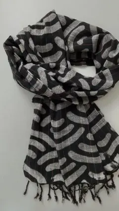 手織綿スカーフ／ストール／マフラー 京都 TSU・BA・KI (幾何学模様)