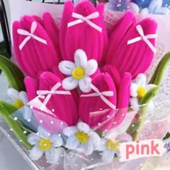 モールフラワー　ブーケ　花束　枯れないお花　韓国　ピンク　チューリップ　44