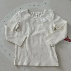 mamaraku アイボリー 長袖Tシャツ　100 レース襟　白　バースデイ