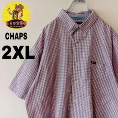 USA古着 CHAPS　半袖ボタンシャツ2XL　レッドホワイト　チェック