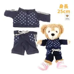 ぬいぐるみポーチパペット用セットアップ 黒 ドット スウェット上下 ぬいぐるみ服