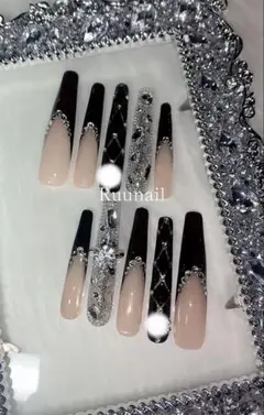 ギャルネイル 綺麗め キラキラ 韓国ネイル 【サイズオーダー無料】即購入〇