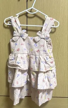 新品未使用タグ付き　しまむら　リボンフリルキャミワンピース　90cmのサムネイル