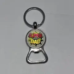 SUPER DAD ボトルオープナー付きキーホルダー