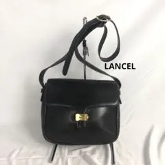 LANCEL ランセル ブラックレザーショルダーバッグ