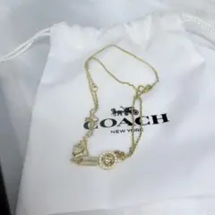 COACH シグネチャー クリスタル パール ペンダント ネックレス