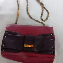 Chloé リボン チェーン ショルダーバッグ ボルドーのサムネイル
