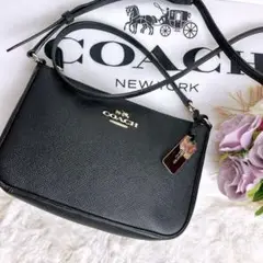 コーチ レザー ショルダーバッグブラック極美品　最終お値下げ‼️ 最終値下げ ハート型 ブラックレザー ショルダーバッグ COACH