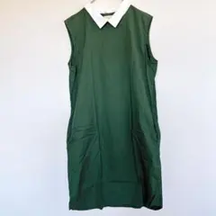 極美品 フレッドペリー ワッフル ノースリーブ ポロワンピース 緑 ロゴ