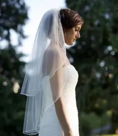 ホワイト ダブルレイヤー ウェディングベール