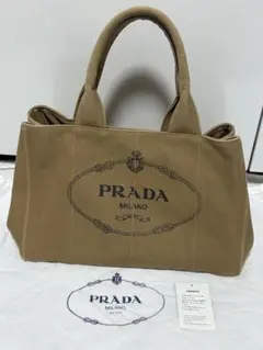 極美品✨ PRADA カナパ S 2way ショルダー付 ブラウン キャンバス 