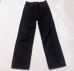 H&M ワイドハイウエストデニム 38ブラック